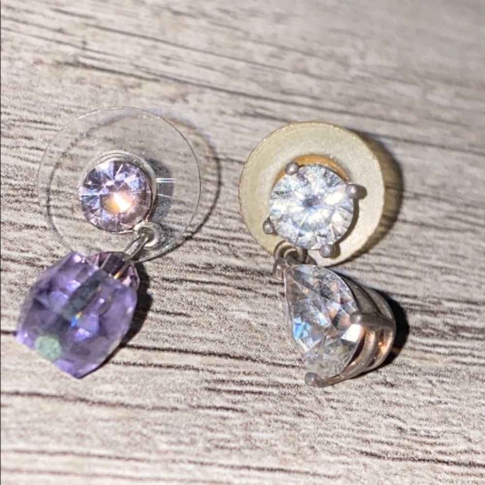 Stunning Silver / Purple Crystal Earrings
